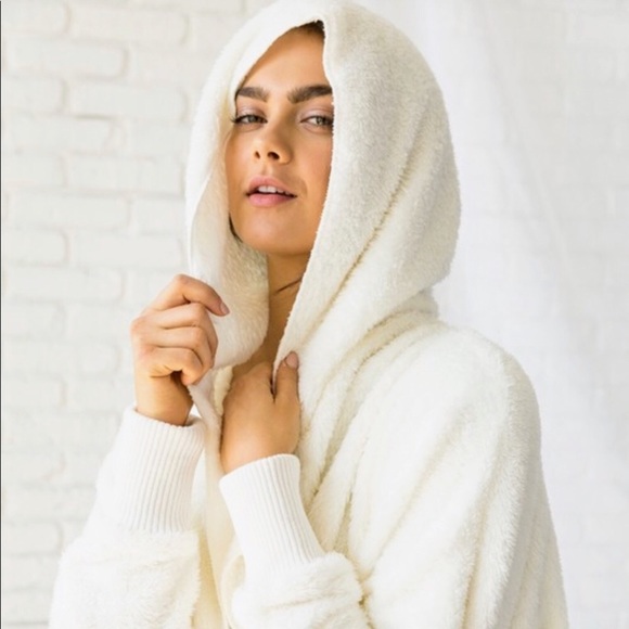 💥⬇️ NWT - WHITE Teddy Bear Fleece Cardigan Hoodie - Picture 7 of 8